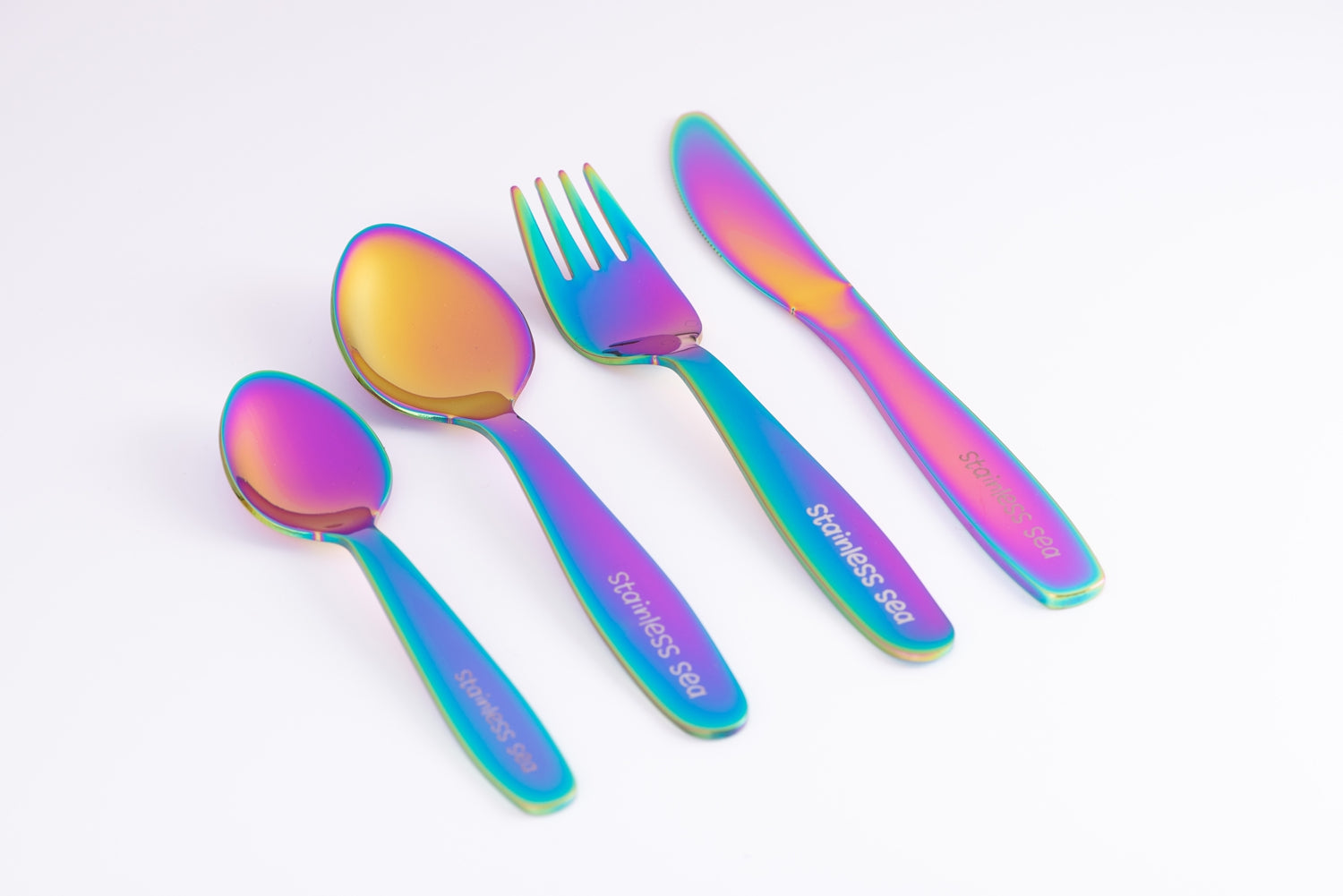 Rainbow Silverware for Kids, Travel Silverware With Carrying Case,  Childrens Custom Spoon and Fork, Sparkly Place Setting, Fun Novelty Gift 
