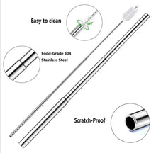 Load image into Gallery viewer, Stainless Steel Adjustable Straw - Silver
